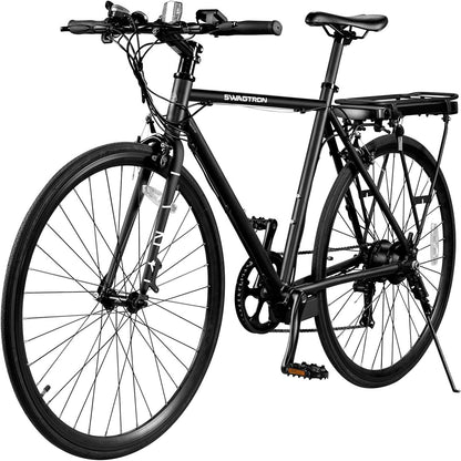 Elektrický bicykel Swagtron Swagcycle EB-12 City Commuter s odnímateľnou batériou, 29 palcov, čierny, kolesá 700c, 7 rýchlostí Shimano