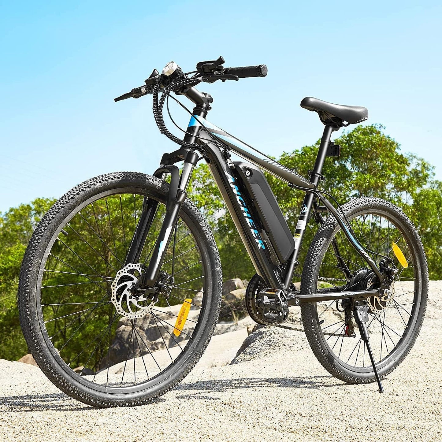 ANCHEER Elektro-Mountainbike 2019, 66/79,5 cm, 350 W, Elektrofahrrad mit abnehmbarem 36 V 10,4/7,8 Ah Li-Ionen-Akku für Erwachsene, Shimano 24/21 Gänge