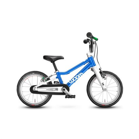 „Schenken Sie Freude auf zwei Rädern: WOOM 2 14“ Blau, ein unvergessliches Geschenk, das kleine Radfahrer zum Leuchten bringt!“
